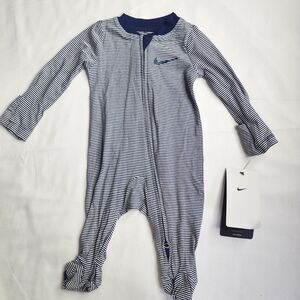 Nike Baby  Zippered Coverall ~ Navy Blue Stripes Newborn